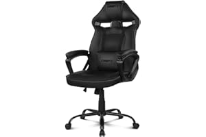 Drift Gaming DR50 – Silla Gaming Profesional en Polipiel, reposabrazos Acolchados, pistón Clase 4, Asiento basculante y Altura Regulable, cojín Lumbar, Color Negro