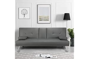 ‎YAHEETECH Yaheetech Klappbares Schlafsofa Couch mit Bettfunktion Bettsofa mit Großer Liegefläche von 167 cm L × 94 cm B fürs Wohnzimmer/Schlafzimmer/Heimkino/Gästezimmer grau