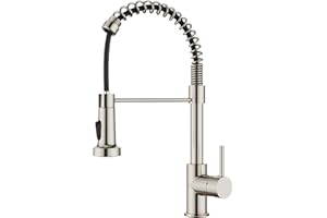 FORIOUS Kitchen Tap, Spring Kitchen Sink Mixer Taps with Pull Down Sprayer, Commercial Faucet Single Handle Lever, High Arc Swivel 360 with 2 Spray Mode, Stainless Steel