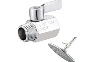 WYHH Flux Vanne Pour Pommeau De Douche, Vanne D'arrêt de Pommeau de Douche Contrôle de Flux Robinet Vanne Economiseur D'eau, Robinet Valves de Douche de Baignoire (À l'in l'ext)
