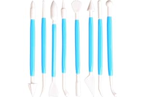 RUIBOW Clay Tools 8 Pcs Polymer Clay Tools Double-Ended Pottery Tools for Adults Kids Clay Sculpting Tools Shaping Carving and Dotting Clay Modelling Tools for Art Crafts DIY Pottery Sculpture
