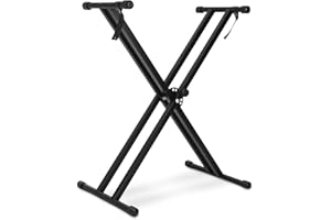 Cocoarm Stojak na keyboard, z regulacją wysokości, uchwyt na keyboard, przenośny stojak na pianino elektryczne, styl X, podwójny, składany, uchwyt na pianino elektryczne, czarny