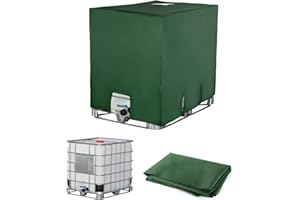 JISSTA IBC Tank Abdeckung, Regentonne Zubehör für Wassertank 1000l, IBC Tank Container Cover, Anti-UV Schutzplane Regenwassertank Abdeckplane, IBC Abdeckung Deckel, 120 x100 x116 cm (Grün)