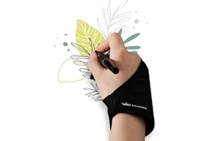 HUION Guante de Artista de Rechazo de Palma para Tableta Gráfica, Caja de Luz de Dibujo y Dibujo de Papel, Guantes de Arte de Dos Dedos de Lycra Elástica, para Mano Derecha e Izquierda