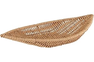 APS 40344 Corbeille en forme de bateau « COVE », panier tressé beige en polypropylène, récipient en osier avec fil en acier inoxydable, panier à viennoiseries, panier alimentaire, dimensions 30 x 15