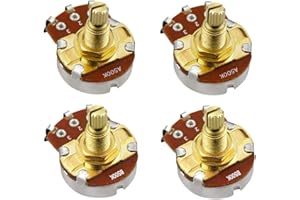 FLEOR 4 pièces pleine taille A500K B500K potentiomètre guitare tonalité contrôle du Volume Pots L18mm cuivre plaqué or Long arbre fendu