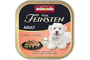 ANIMONDA VOM FEINSTEN vom Feinsten karma dla psów mokra z kurczakiem + łososiem w sosie (22 x 150 g), karma dla psów bez zbóż i cukru od animonda, świeże, mięsiste składniki