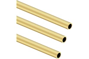 iMeistek Messing-Rundrohr, 10 mm Außendurchmesser, 1 mm Wandstärke, 300 mm Länge, nahtlos, gerades Rohrrohr für Bastelarbeiten, 3 Stück