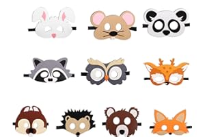 SHIRENE Maski ze zwierzętami, filcowa maska zwierzęca, torba imprezowa, wypełniacze dla dzieci, przebrania, cosplay, filcowa maska na oczy, zwierzęta, maska na karty, dla dzieci, na imprezę tematyczną