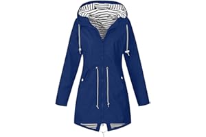 RLEHJN Manteaux Imperméables Vestes Femme Coupe-Vent Chaud Grande Taille Pardessus Épais Couleur Unie Rayé avec Cordon À Capuche Manteau de Neige Veste Vêtements D'Extérieur Automne Hiver