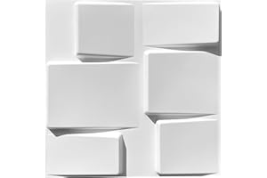 EURODECO Paneles 3D de plástico PVC Paneles de pared para sala de juegos, techo de pared 3D óptica Tetris (20) paneles 3D de PVC, D98 blanco