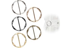 KALIONE Fermagli ad anello per sciarpa, 5 pezzi, in metallo, con fibbia circolare, clip per cintura, magliette, cravatte, anelli, bottoni annodati, scialle, maglioni, vita cincher, clip per abiti, camicie