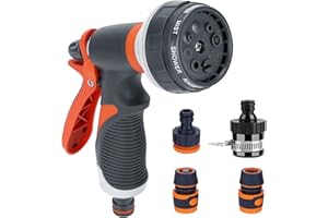 LUOGE Pistola Manguera Jardín, Pistola de Riego Pistola Agua Jardin,8 Funciones de Ajustablealta Presión Pulverizador Manual, para Riego de Césped,Lavado de Coche, Baño de Mascotas, Limpieza de Aceras