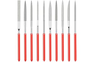 BCBF 10 Stück Mini-Diamantnadelfeilen-Set,Titan-Coated Diamant Nadelfeile Set, Diamantbeschichtetes Werkzeug Feilen Mit Präzisions Beschichtung Zum Modellieren Und Deburring Tool (3X140Mm)