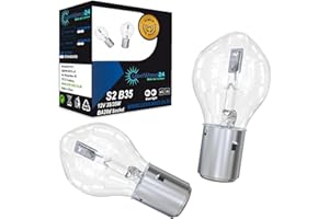 ‎LIGHTWORLD24 WELT DER LICHTER LIGHTWORLD24 BA20d S2 35/35W 12V Motorrad Halogenscheinwerfer Superhelle Fernlicht Abblendlicht Roller Moped Motoroller Scooter Bilux Lampe Glühbirnen 2er SET