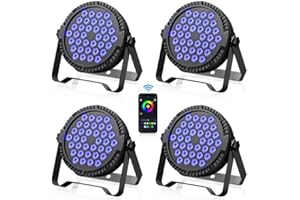 UKFOG 4 piezas 36 RGB Foco LED Par APP Control luz discoteca Luce DJ con Sonido Auto Maestro-esclavo Iluminación de escenario fiestas para Bar Boda Banda Navidad Cumpleaños Halloween