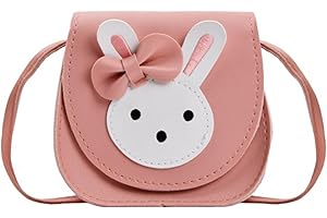 Dokeno Sac Bandoulière Fille, Rose Sac À Main en Cuir PU Mini Sac Messager Lapin Sac à Bandoulière Mignon avec Cute Bow et Lapin Oreilles pour Enfants Filles Femme