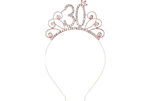 ALLY-MAGIC Rose Gold Birthday Girl Tiara Rhinestone Crown Headband for Birthday Party Supplies Y9SZHGFG