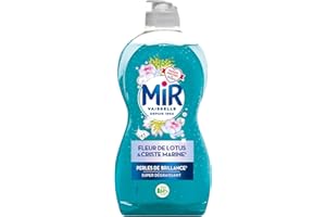 Mir Vaisselle - Fleur de Lotus & Criste Marine - Perles de Brillance - Super Dégraissant - Marque Préférée des Français - Bouteille avec au moins 84% de Matières Recyclées - 450 ml