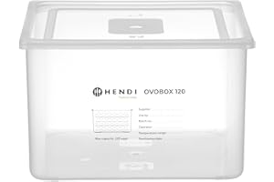 HENDI Set Boîte à œufs en PP transparent pour conserver jusqu'à 120 œufs, avec couvercle et 8 plateaux à œufs en PET, pour le frigo, boîte de rangement pour œufs OVOBOX 120, GN2/3, 255x325x(H)202mm