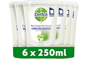 DETTOL Recharge No-Touch Savon Liquide Mains 250 ml - Action Nettoyante - Aloe Vera (6 Recharges)