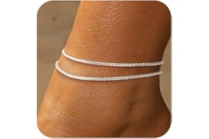 ZOERAY Cavigliera da Donna Argento 925 Impermeable Cavigliere Placcata Oro 18K Stratificate Regolabili Catenina Caviglia a Cuore Gioielli da Piede Spiaggia Bohémien Regali per Ragazze