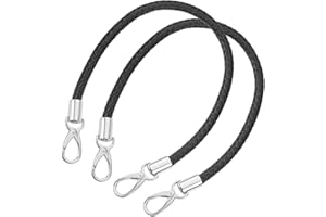 QUARKZMAN Taschenhenkel Lederriemen für Taschen, 2 Stück 50cm/19,69" PU Taschengurt mit Metallschnallen Taschengriffe für Häkeltaschen Handtaschen (Schwarzer Gurt + Silberne Schnalle)