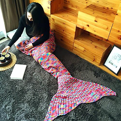 Candy Color Mermaid Tail Blanket Novelty Mermaid Tails Slumber Bag Air Conditioning Blanket Bed Sofa Blanket All Seasons Sleeping Bag