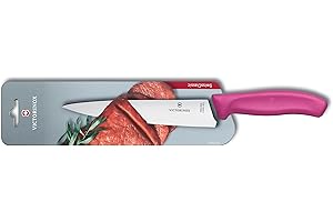 Victorinox Swiss Classic, Coltello professionale per affettare, Lama extra-affilata, Bordo dritto, 19 cm, Manico in plastica, Acciaio inossidabile, Rosa