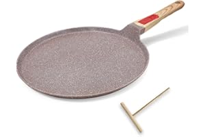 RANX INGST Poêle à Crêpes en Céramique 30 cm - Crêpière avec Poignée Amovible - Tous Feux dont Induction