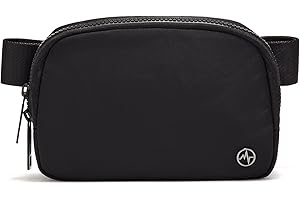 Pander Double Zipper Fanny Pack Nylon Everywhere Belt Bag, Fashion Waist Packs for Women with Adjustable Strap, 1L. (Black)