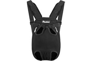 PAWABOO Sac de Transport de Voyage Sac à Dos de Transporteur Ventral Poitrine pour Petit Chien Chiot Chat pour Traveling Hiking Camping etc. Moyenne Taille, Noir