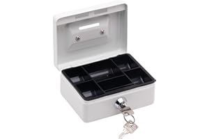 Burg-Wächter lockable cash box with key, slot and coin insert, small, sheet steel, Money 5012, white