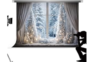 Kate Świąteczne tło fotograficzne 2,2 x 1,5 m choinka fotobudka tło na zewnątrz śnieg sceneria tło fotograficzne zima Boże Narodzenie ściana portret rekwizyty fotograficzne