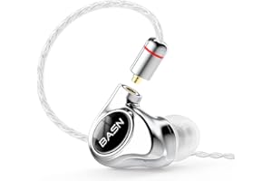 BASN Metalen PRO 4 Drivers in-Ear Monitors Headphones for Musicians, Noise Isolating Enhanced Bass Sound Earphones with CNC Metal Craft Shell, Wired Upgraded Detachable MMCX Cables(Gloss Black)