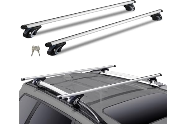 VEVOR Barres transversales de Toit universelles, 132 cm, Barre supérieure de Voiture en Aluminium, Compatible avec Les Rails latéraux surélevés, réglable avec verrous, pour SUV, berline, fourgonnette