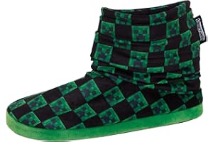 Minecraft Boys Slipper Boots Kids Creeper Gamer Fleece Lined Slippers for Gamers House Shoes