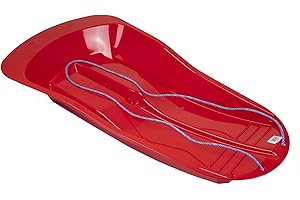 BARGAINGALORE KIDS ADULTS LARGE HEAVY DUTY SNOW SLEDGE DELTA SLEIGH ROPE PLASTIC SKI RED NEW