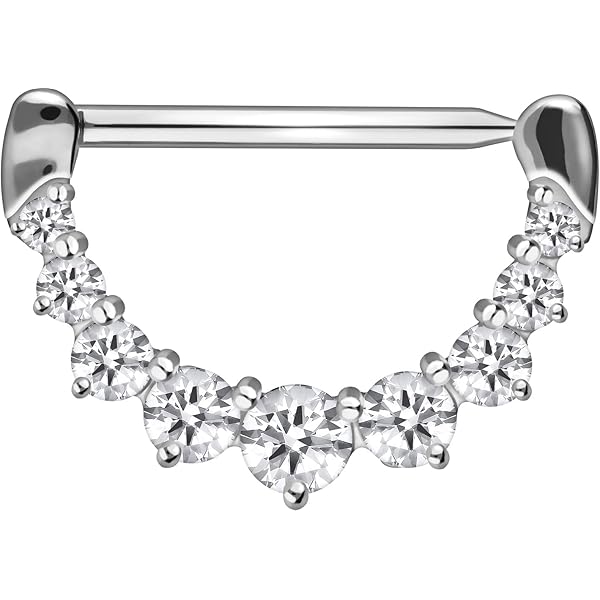 Intern Geschroefde Titanium Tepelpiercing met Front Facing Steentjes Intern Geschroefde Titanium Tepelpiercing met Front Facing Steentjes
