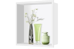 FTL White Shower Niche 333x333x100mm,Stainless Steel Shower Niche Wall Insert,No Tile Required Bathroom Wall Niche,Niche for Bathroom Waterproof,Recessed Shower Shelf Niche