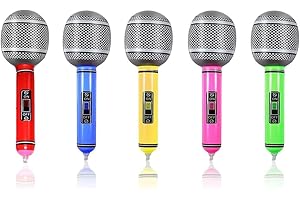 Yumatch 5Pcs Inflatable Microphone for Kids Adults, 35cm, Novelty, Portable, Yellow, Green, Blue, Orange