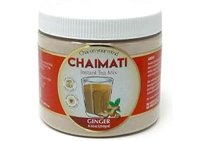 ChaiMati - Ingefära Chai Latte - Pulveriserad direktblandning av te, 250gm (8,82 oz) Burk - Gör 20-25 koppar - Mycket låg koffein, redo på några sekunder - får "Chai på ditt sinne"