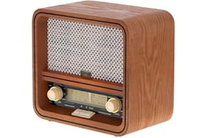 CAMRY CR 1188 Radio mit Holzgehäuse, Retro Radiogerät mit AM/FM, Nostalgieradio mit Bluetooth, USB-Port, Vintage Küchenradio mit Frequenzskala Braun