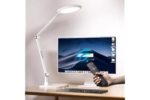 VERSKI LED Desk Lamp, Daylight Lamp Desk for Video Conferences, Office Lamp with Base, Dimmable with 4 Colour Modes, 18 W Video Light, Eye-Friendly Workplace Light for Home Office and Office