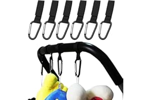 REQAG 6 haczyków do wózków dziecięcych, do toreb do przewijania – haczyki do wózka dziecięcego, karabińczyki do torebki, uniwersalne dopasowanie