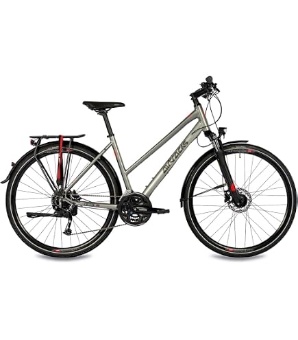Airtracks 28 Zoll Damen Trekking Fahrrad TRAVEL Lady Trekkingrad Trekkingbike City Bike 24 x Gang Shimano Altus RD-M2000 SGS Beige Matt - Rahmenhöhen 44cm 48cm 52cm