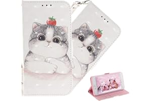 COTDINFOR Huawei P20 Pro Case Cute Animal 3D Effect Painted PU Leather Wallet Cover Flip Viewing Magnetic Clasp Shockproof Card Holder Case for Huawei P20 Pro Cute Tomato Cat TX.