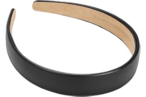 WantGor 1 Inch PU Leather Headband, Wide Padded Hairband Fashion Hair Bands Cute Womens Headbands Holiday DIY Hair Accessories (Black)