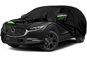 SAPUBK Copriauto impermeabile per tutte le condizioni atmosferiche, compatibile con accessori Mazda CX-30 2020-2023, nero 210T interno in cotone con cerniere per porte, protezione da neve, pioggia, polvere e