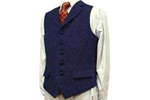 Solovedress Gilet Costume Homme Vintage Sans Manche Mariage Tweed Revers cranté La laine